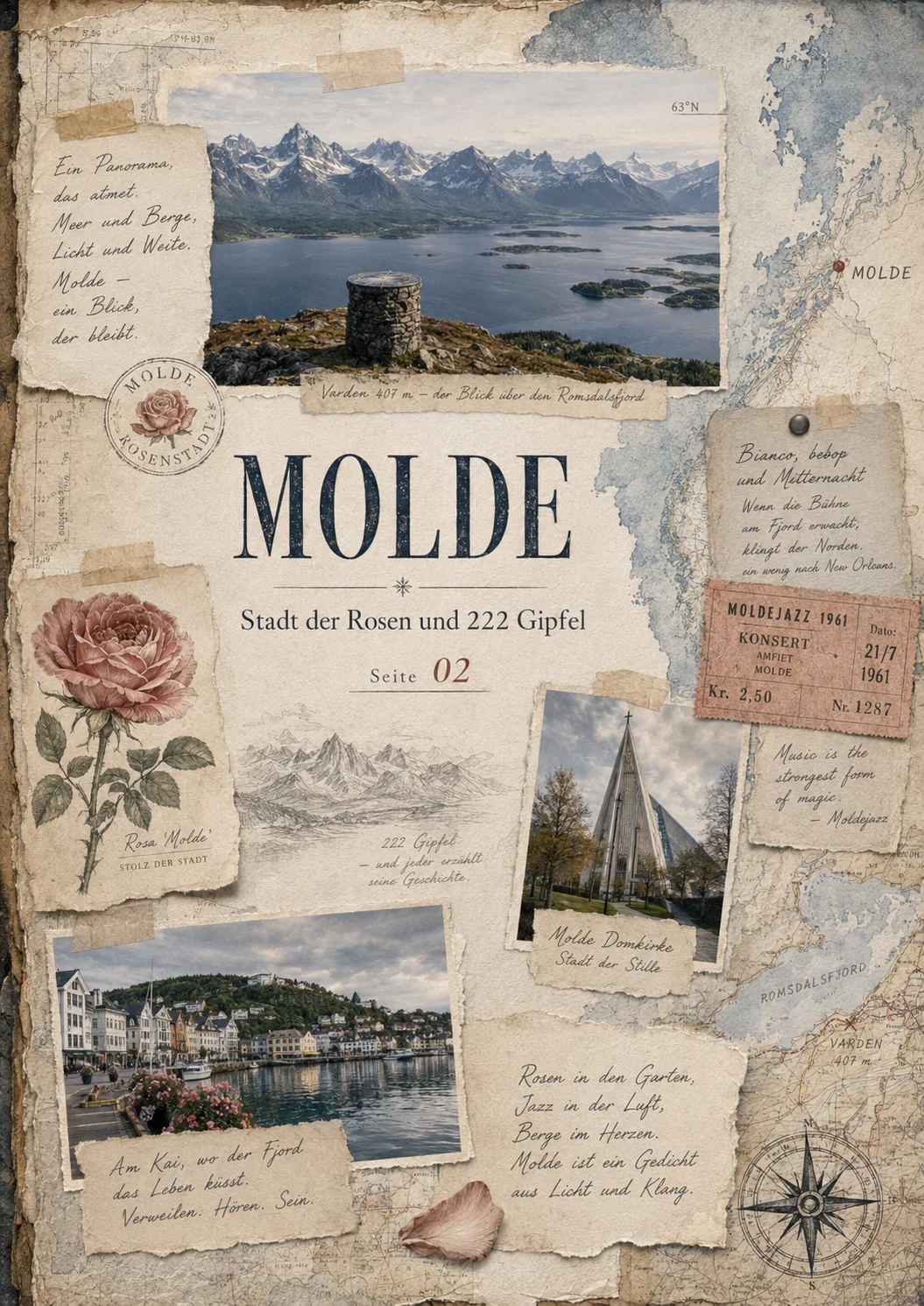 Molde Fieldbook · Scrapbook-Karte mit Panorama-Notizen