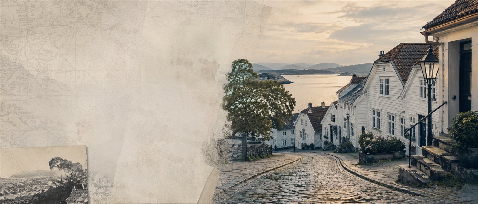 Stavanger mit weißen Holzhäusern und Hafenruhe
