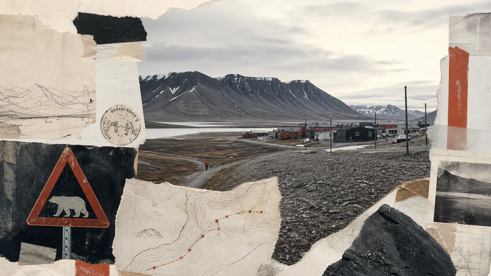 Longyearbyen zwischen farbigen Häusern und arktischen Bergen
