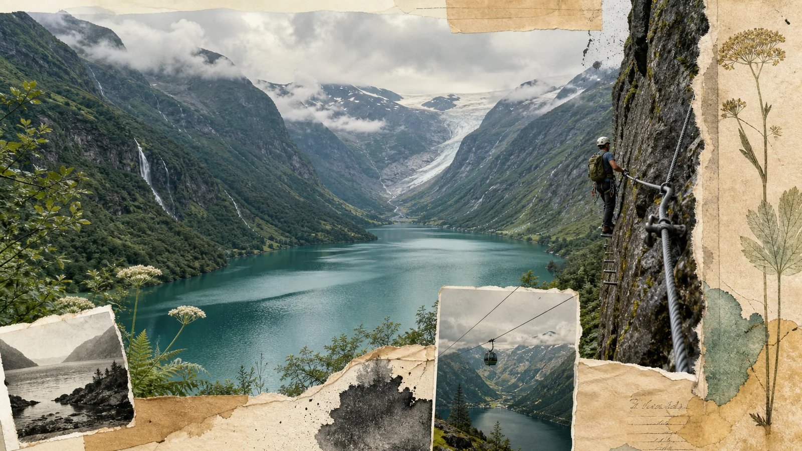 Steile Fjordlandschaft und Wasser bei Olden
